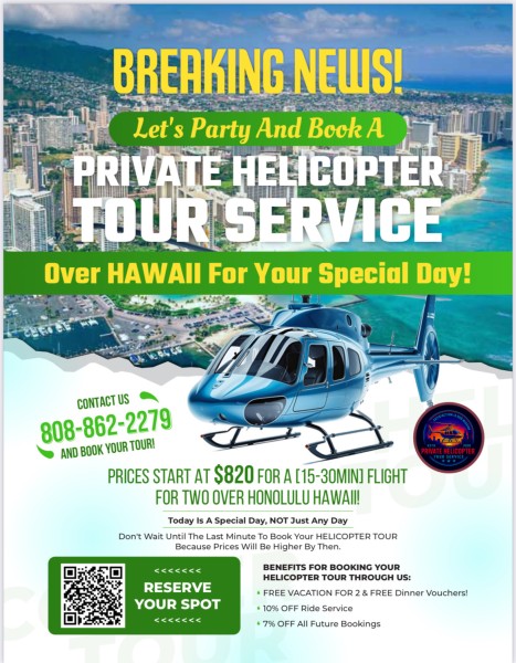 Private Helicopter Tours Now Available in Honolulu Hawaii