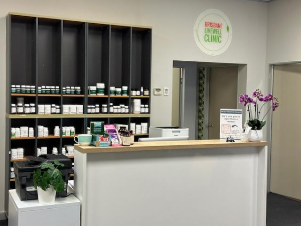Inside Brisbane Livewell Clinic (Wavell Heights). Reception desk