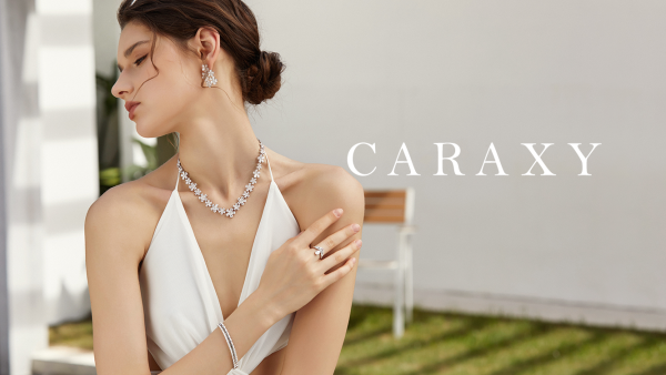 a model wearing CARAXY lab grown diamond jewelry