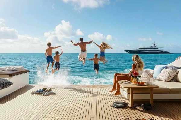 A group of people jumping into the water  AI-generated content may be incorrect.