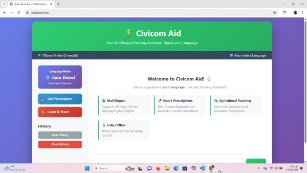 Siddharth Anbalagan Builds Offline Agricultural Coding Bot with Civicom.org