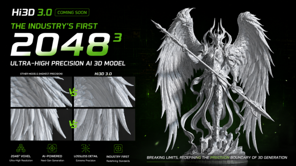 The industry's first 2048³ ultra-high-precision AI 3D model generation