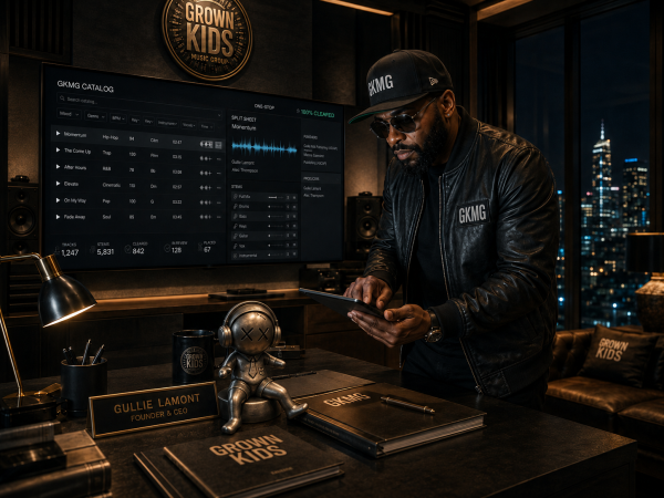 Description: Caption: The GKMG catalog ecosystem streamlines workflows for music supervisors, providing immediate access to a curated, high-impact catalog with 100% one-stop master and publishing rights.
https://grownkidsmusicgroup.com/