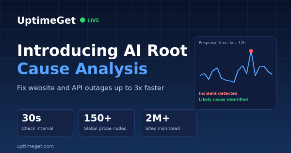UptimeGet Launches AI Root Cause Analysis to Help Teams Resolve Website and API Outages Up to 3x Faster