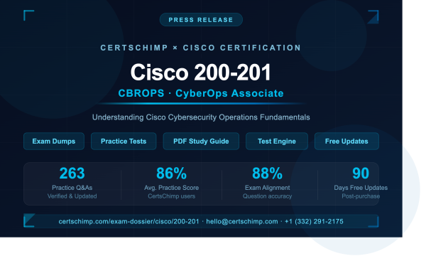 CertsChimp Launches Updated Cisco 200-201 CBROPS Exam Dumps and Practice Tests, Helping IT Professionals Ace the Cisco Cybersecurity Operations Fundamentals Certification