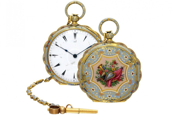 Antique Vintage Gold Enamel Pocket Watch