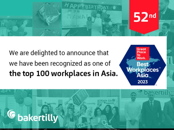 Baker Tilly Kuwait Earns Prestigious Recognition as One of the Top 100 Best Places to Work in Asia.