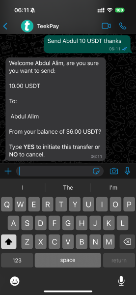 TeekPay Launches Innovative USDT Transactions on WhatsApp Without Gas Fees