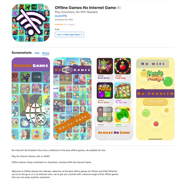 Offline Games - No Wifi Games by FinaGames Reaches 10M iPhone Downloads Milestone