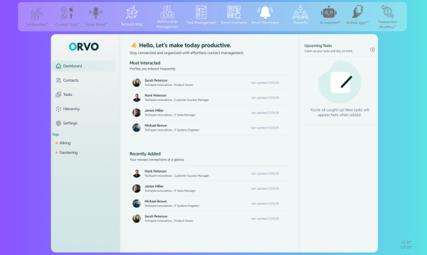 Orvo App Launch Day – Your Network, Organized