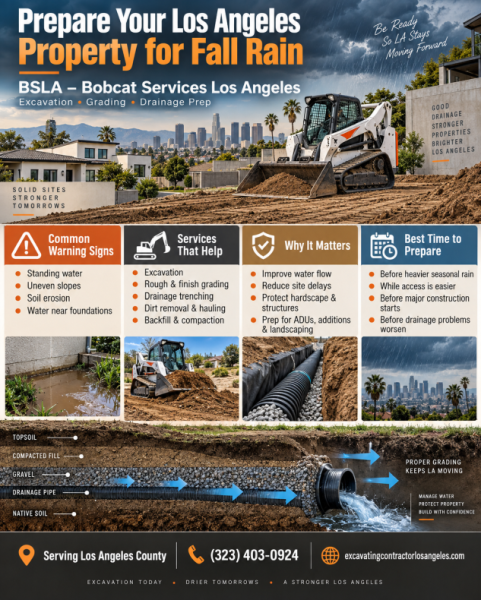 Trusted Excavating Contractor Los Angeles: BSLA Prepares Sites for Fall Rain and Drainage