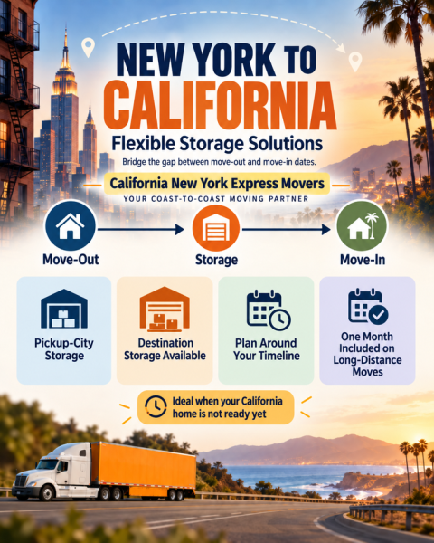New York to California Movers: CA–NY Express Helps Customers Bridge Move-Out and Move-In Timing Gaps